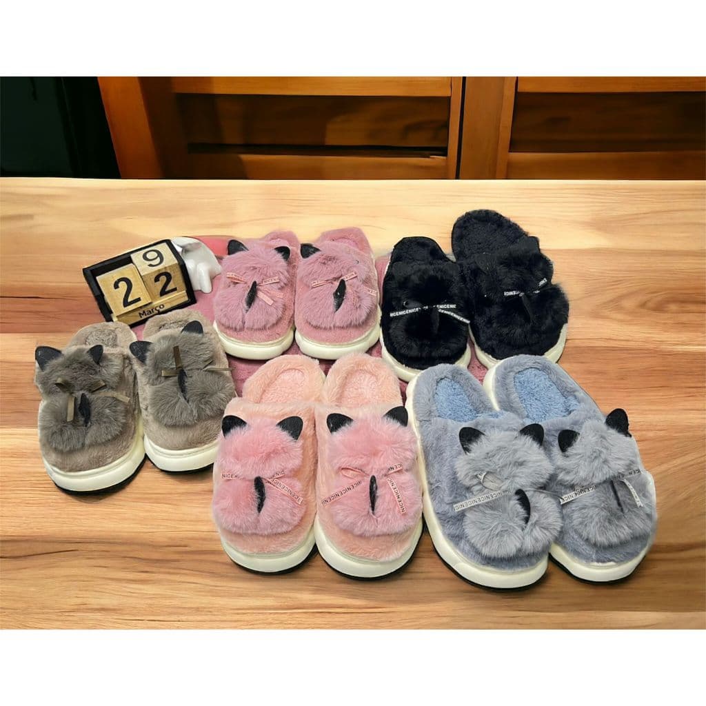 Pantufa Gatinho 3d Adulto Solado Emborrachado Antiderrapante