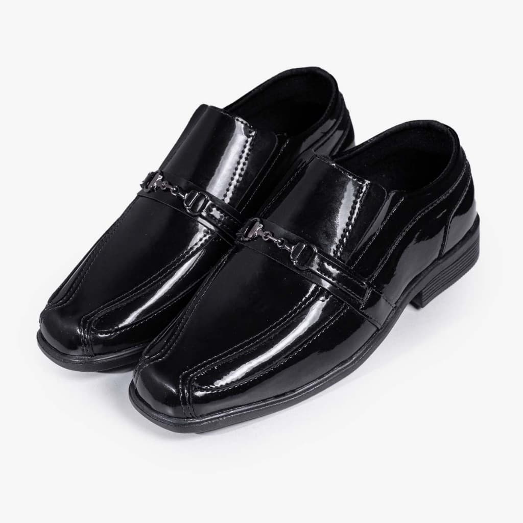 Sapato Masculino Infantil Juvenil Preto Social 28 ao 36 Com Fivelinha e Cadarço