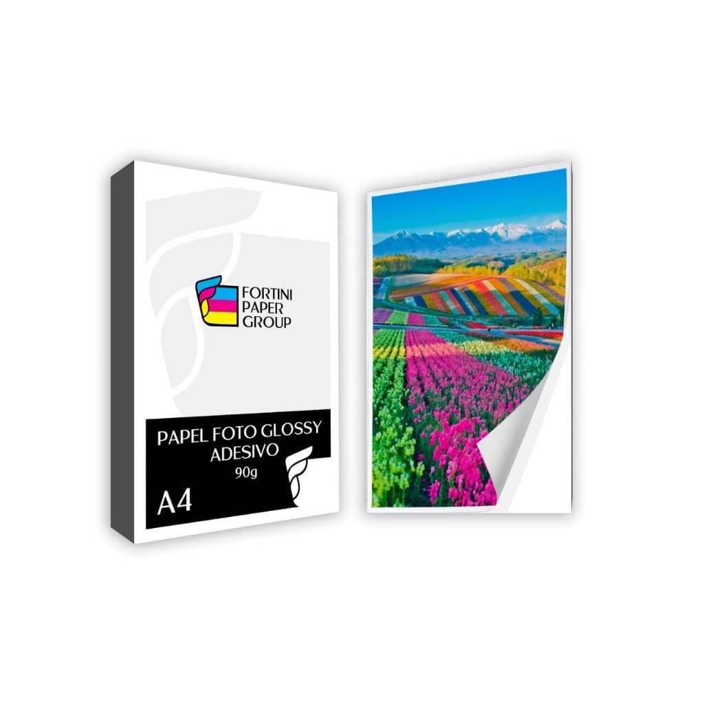Papel Fotográfico 80g Glossy Adesivo Brilhante A4 Premium A prova d'água p/ jato de tinta 100 folhas
