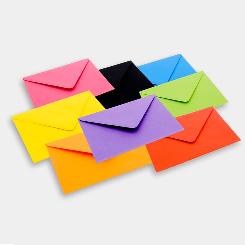 100 Envelopes Cores Diversas Modelo Visita Para Cartão De Recadinho Agradecimento 72X108mm 80g/m2