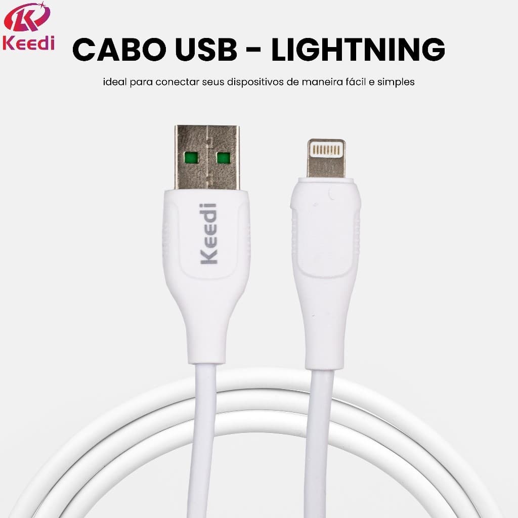 Cabo Universal USB 1M Keedi Lightning V8 Tipo C