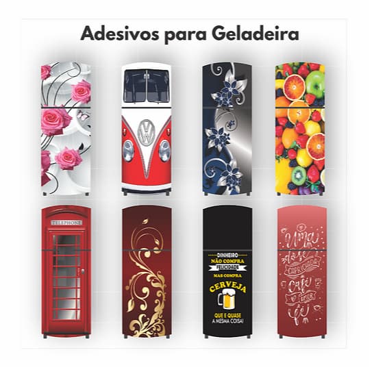 Adesivo Vinil Para Porta Geladeira Envelopamento Em Alta Qualidade Frases, Desenhos, Floral Premium Decorativo IMP