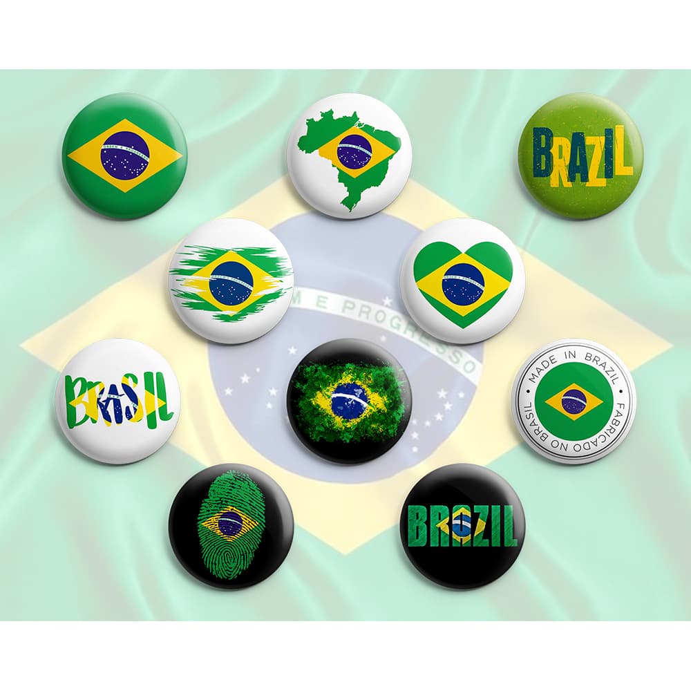 Bottons  Brasil / Bandeira Do Brasil - Botum / Boton / Broche (3,5cm & 4,5cm)