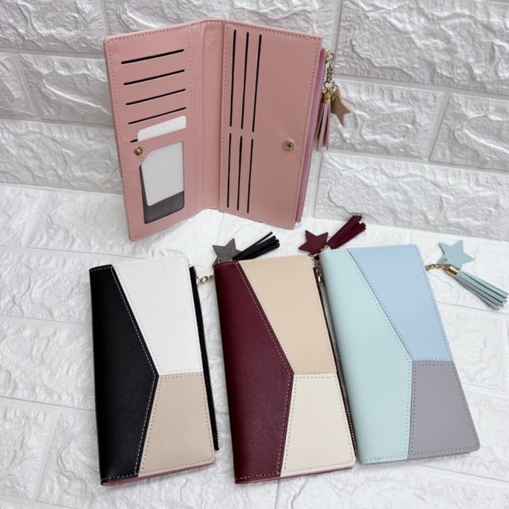 Carteira Feminina Grande Slim com Pingente - Espaço para Moedas e Cartões