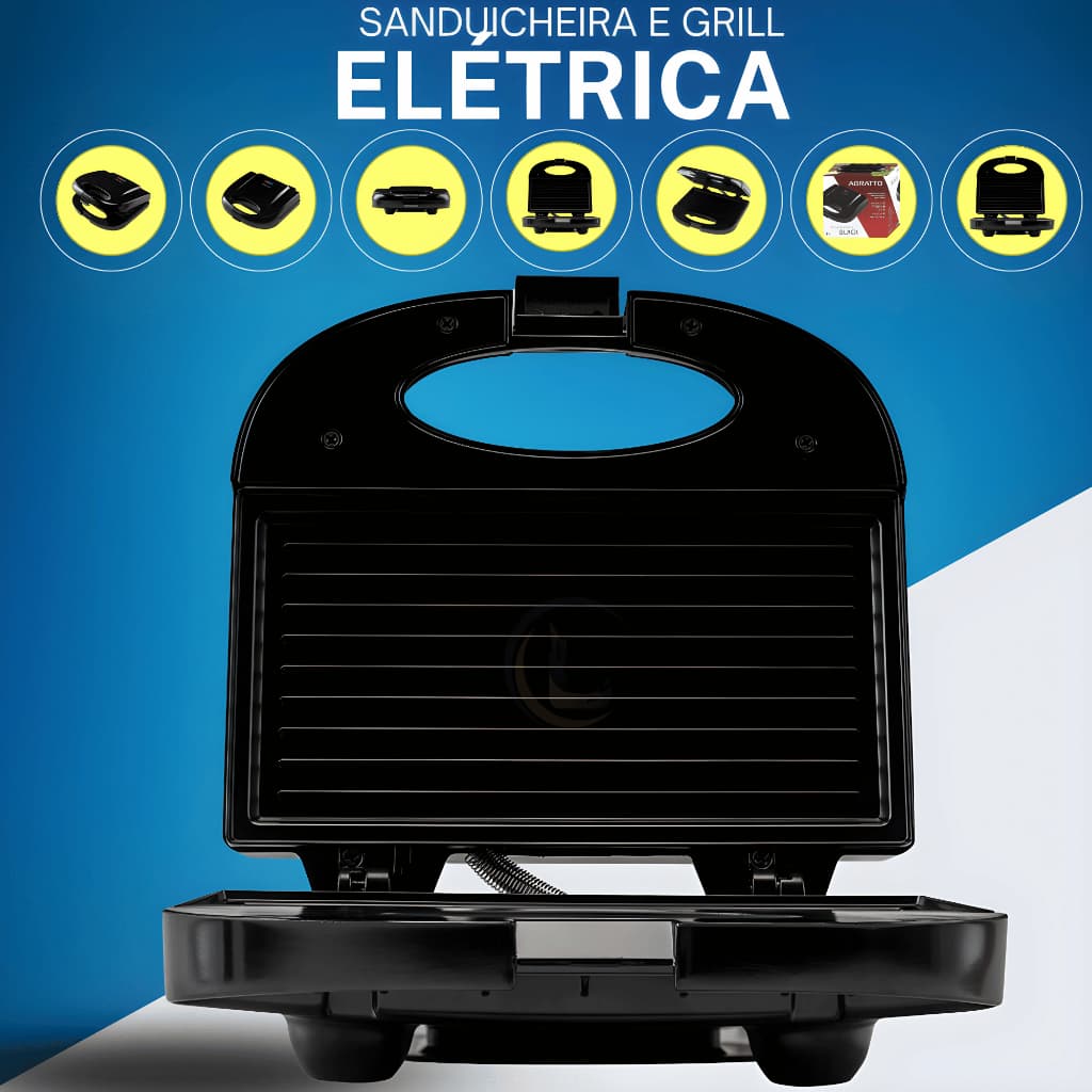 Sanduicheira Grill Antiaderente 750W Agratto Pratic Gourmet Preto 110V/220V Sandwich Maker Panini Grill