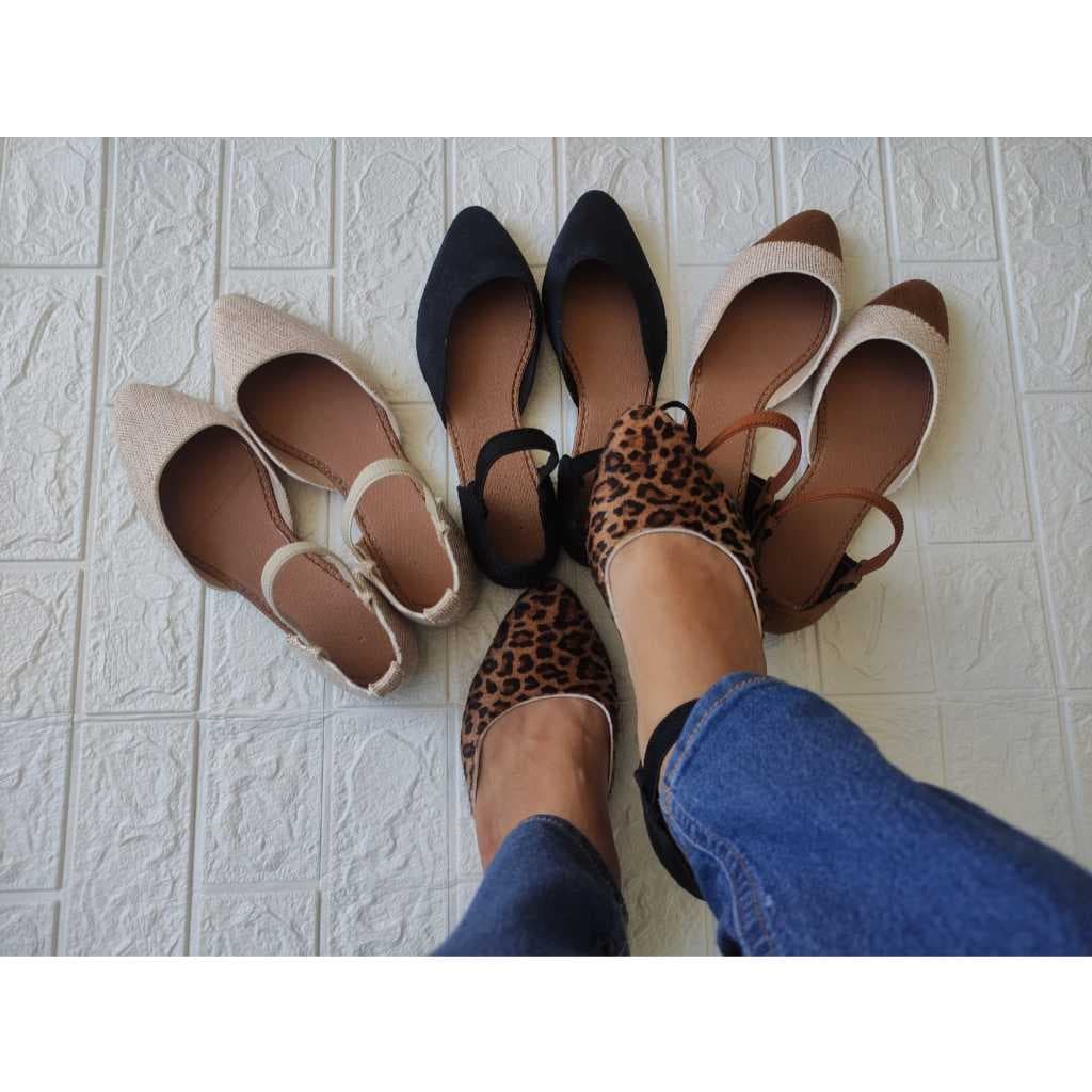 Sapatilha Feminina Aberta Rasteira Bico Médio Calça Fácil