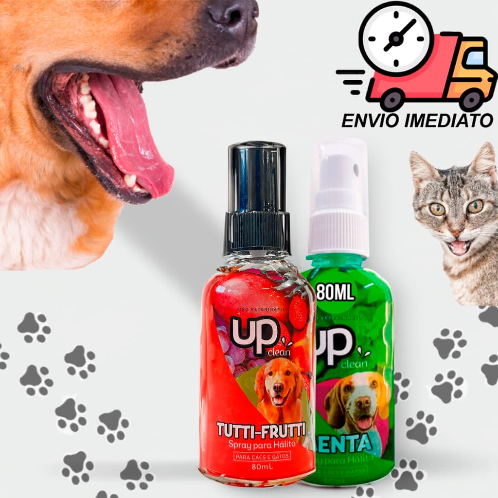 Spray Bucal Tira Mau Hálito Para Cachorro E Gato Tutti Frutti Up Menta Clean 80ml Pet