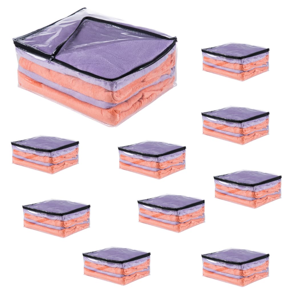 Kit 10 Saco Organizador Multiuso Embalagem Transparente Edredom Coberta Toalhas de Pvc e Ziper Preto