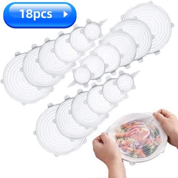 Kit 18 Tampas Silicone Panela Pote Universal Flexível Lavável Silicone