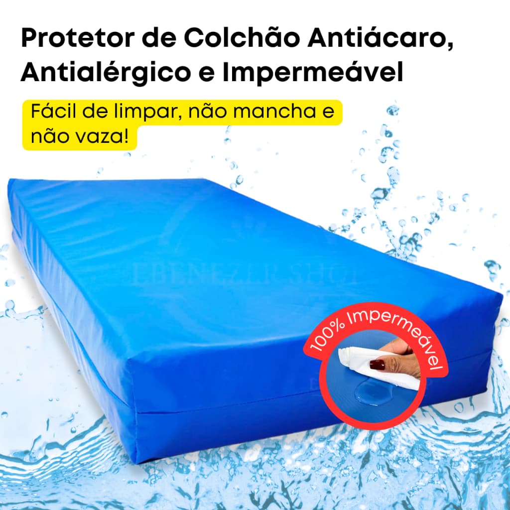 Capa de Colchão Impermeável Hospitalar Protetor de Colchão Solteiro Anti Alérgica Anti Ácaros