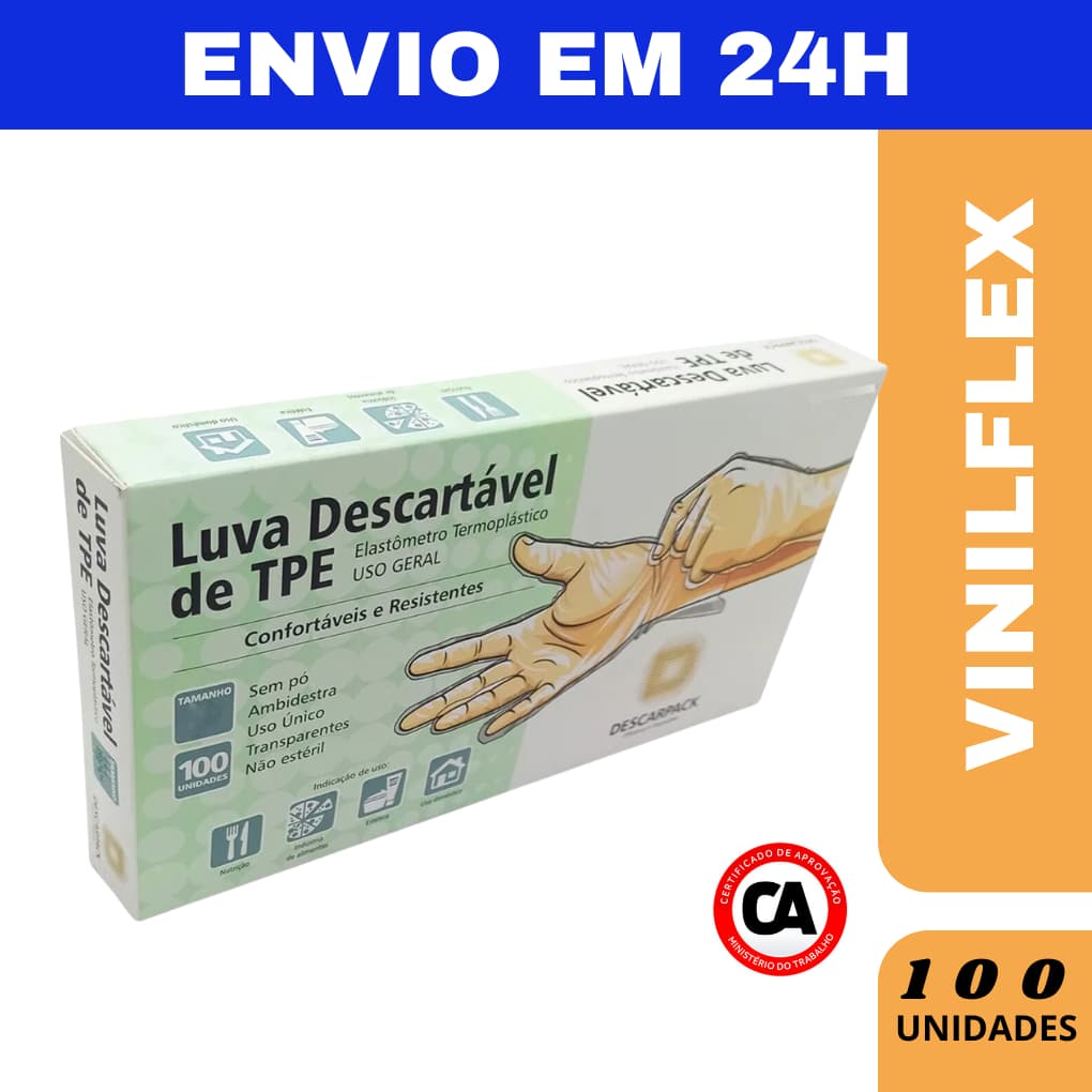 Luva Vinilflex Descartpack 100 UNIDADES TPE