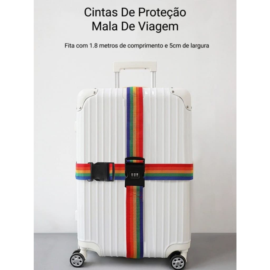 Cintas De Proteção Mala De Viagem C / segredo / codigo   Senha E Fita Para Malas De Viagem Bagagem o sistema codificado, permite que você escolha a senha de abertura de forma prática.  Basta segurar os botões de abertura da fita e com eles apertados coloc