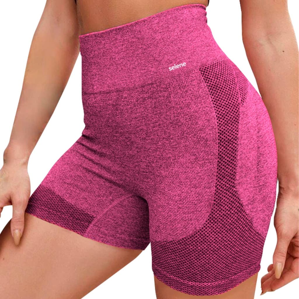 Shorts Selene Empina Levanta Bumbum Academia Fitness Sem Costura Sem Transparência Leg Poliamida Grossa Cintura Alta