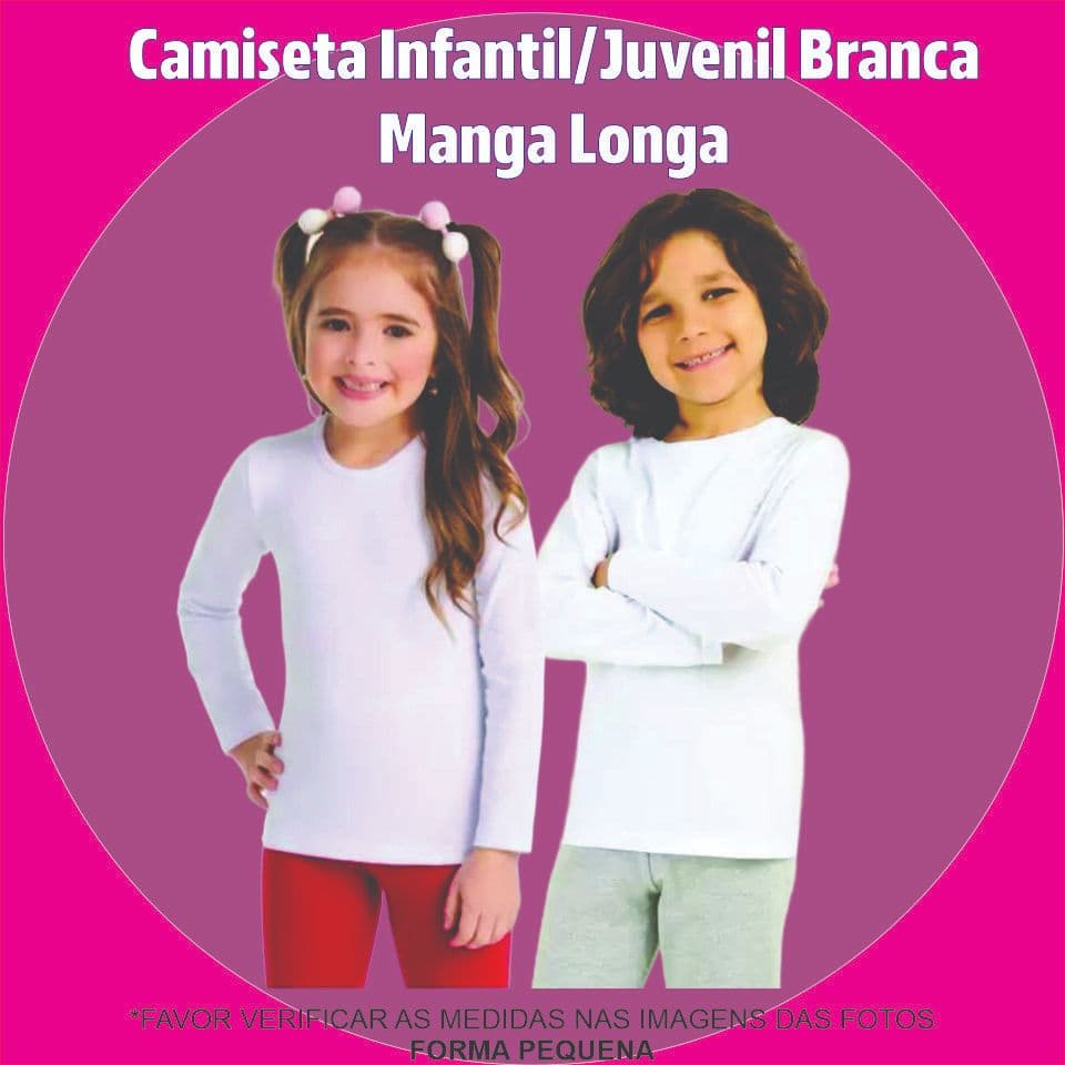 CAMISETA INFANTIL BRANCA MANGA LONGA