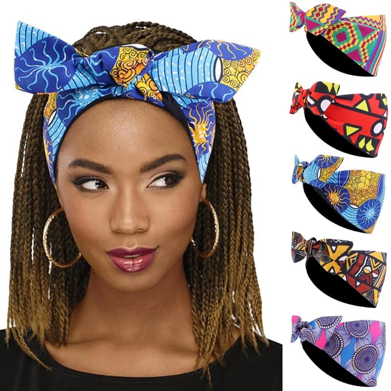 Headbands Para Com Nó Africano Envoltório Elástico A Cabeça Hairba Impresso
