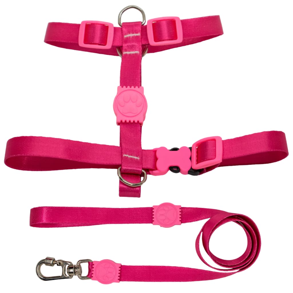 Coleira Peitoral H ajustável com guia anti-puxão rosqueada e trava de segurança pet