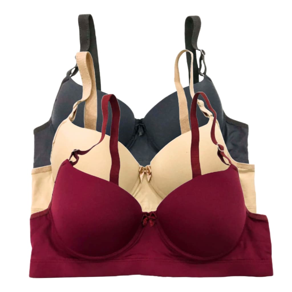 Kit 3 Sutiã Plus Size Casual de Bojo Reforçado com Aro Sutiã Plus Size Alça Reforçada de Microfibra