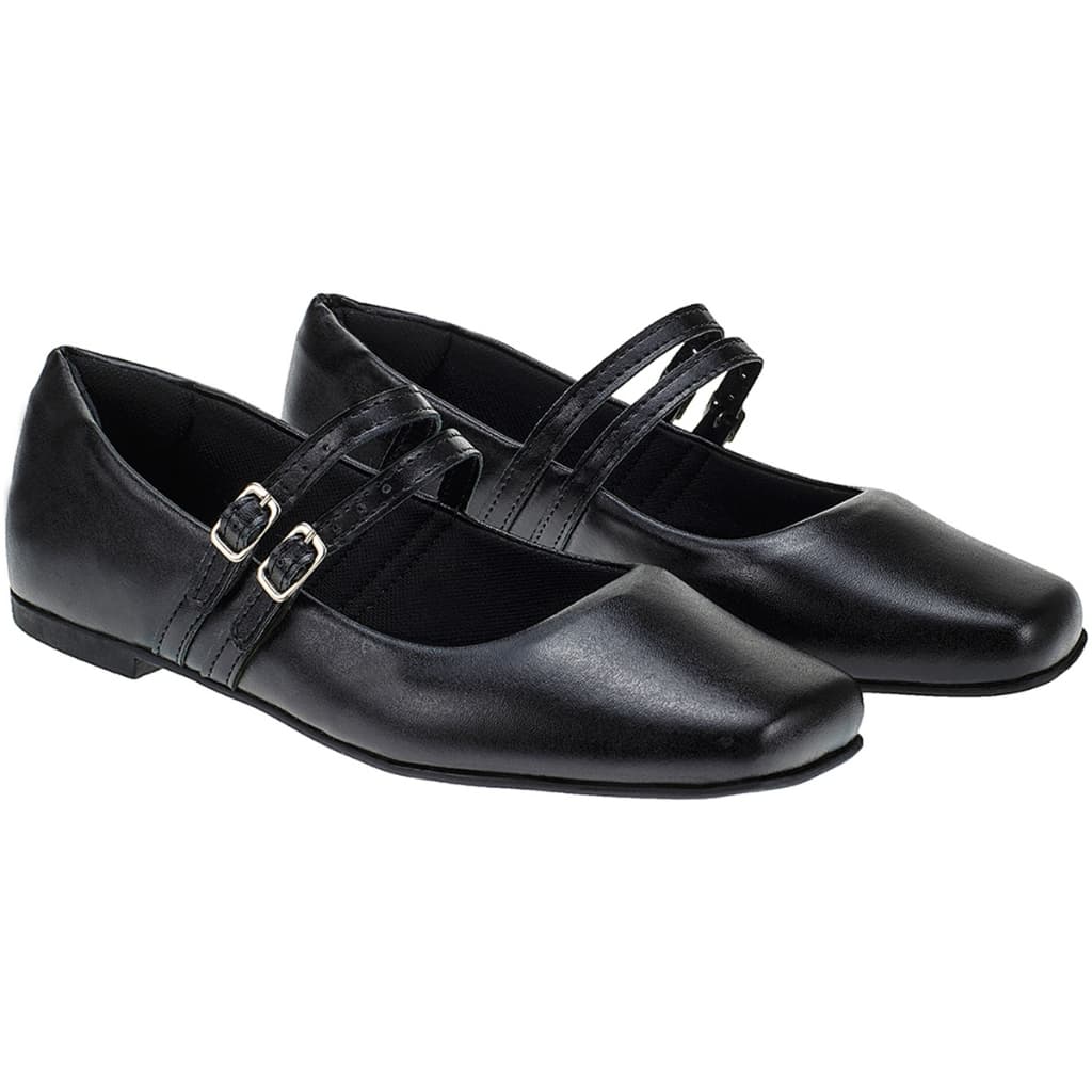 Sapato Feminino Boneca Mary Jane Sapatilha Bico Quadrado Mocassim Loafer-190