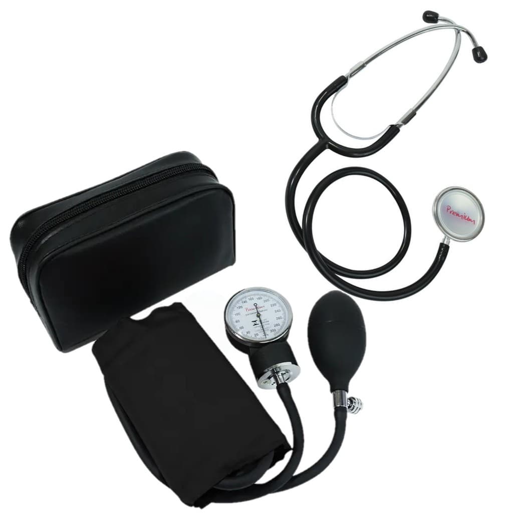 KIT ESTETOSCOPIO DUPLO + ESGIMO PRETO PREMIUM ENFERMAGEM ESTUDANTE