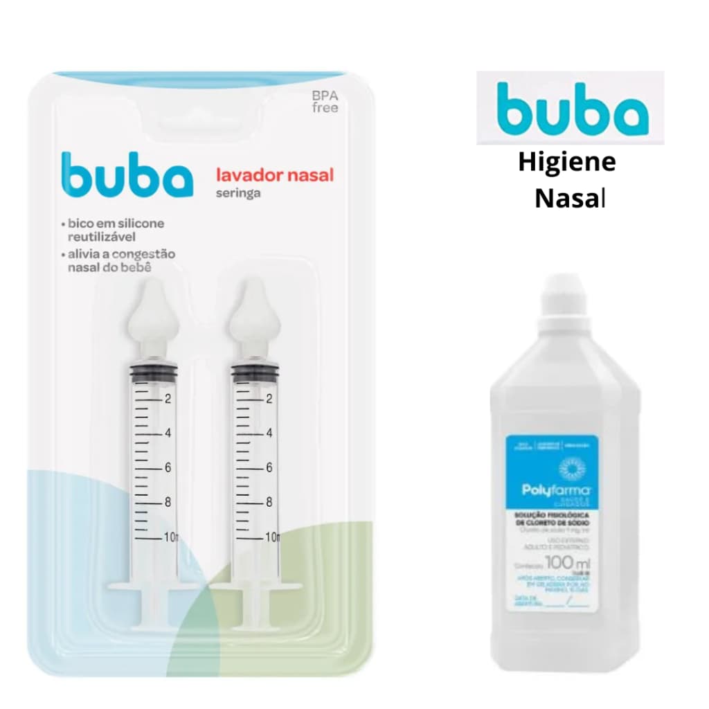 KIT Higiene Nasal Buba 2 Seringa + Soro Fisioólgico 100 ml