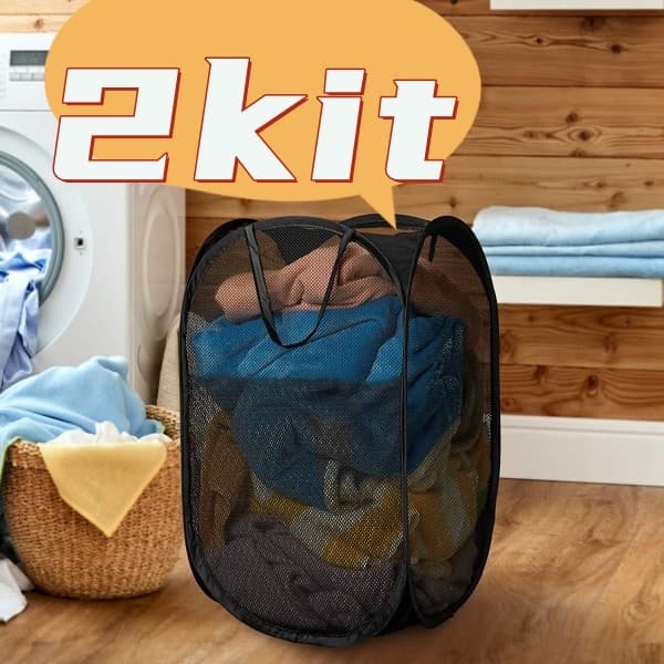 2 Pcs 40x40x70cm Cesto De Brinquedos Organizador Preto Cesto De Roupa Suja Dobráve