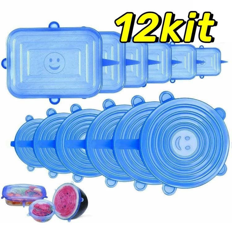 KIT 12 Tampa Silicone Reutilizável À Prova Sopa De Fugas Material De Segurança Tampa Promoção