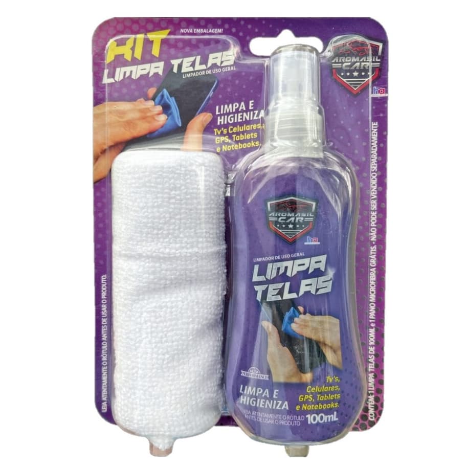 Kit Limpa telas celular monitor TV computador com pano microfibra premium
