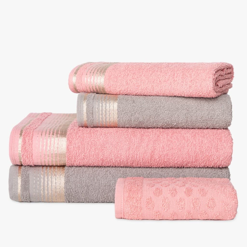 Jogo Toalhas 5 Peças Berlim 2 Banho, 2 Rosto, 1 Piso Algodão - Rosa Toalhas