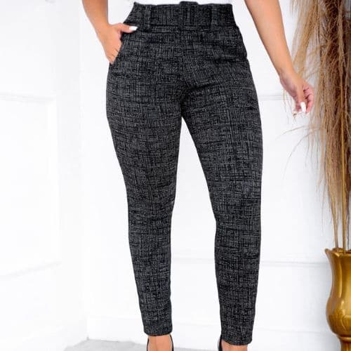 Calça Legging Feminina Alfaiataria Luxo Com Cinto e Fivela Embutido Bolso Promoção