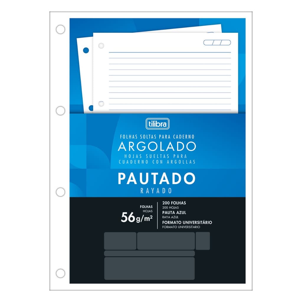Refil de Bloco de Folhas Argolado Universitário 200 Folhas - Tilibra