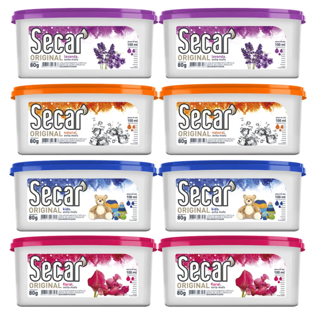 Kit 8un Anti Mofo Secar 80g Original Desumidificador Evita Umidade Fungos Cheiro Guarda Armários