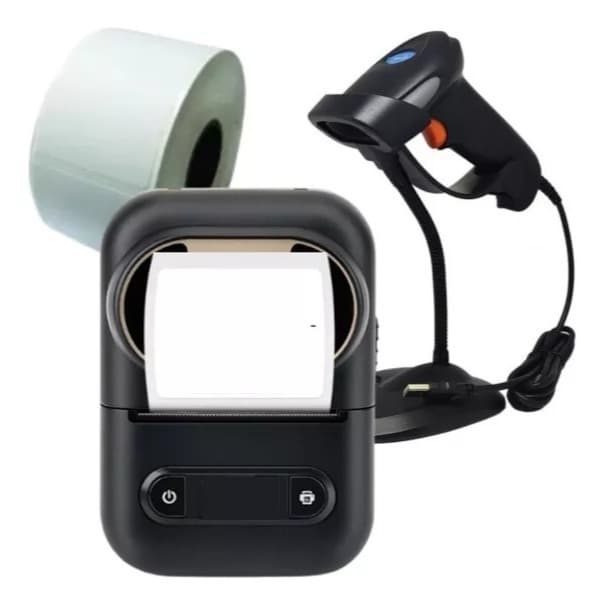 Impressora Térmica De Etiquetas + Leitor + 10 Rolos 50x40mm