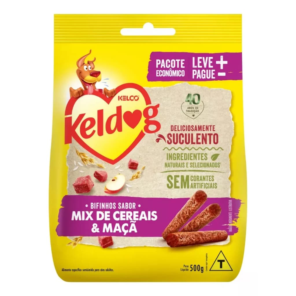 Bifinho Keldog Sabor Mix de Cereais e Maça 500g