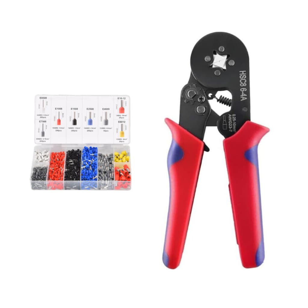 Kit Alicate Crimpar Prensa Com Box 1200 Terminal Ilhós Tubolar 0,25 A 10mm