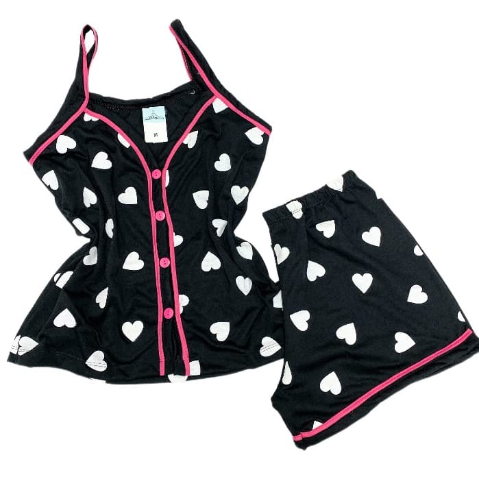 Pijama Feminino Americano Alça e Botões Verão Short Doll  Abertura Frontal Amamentação Alcinha