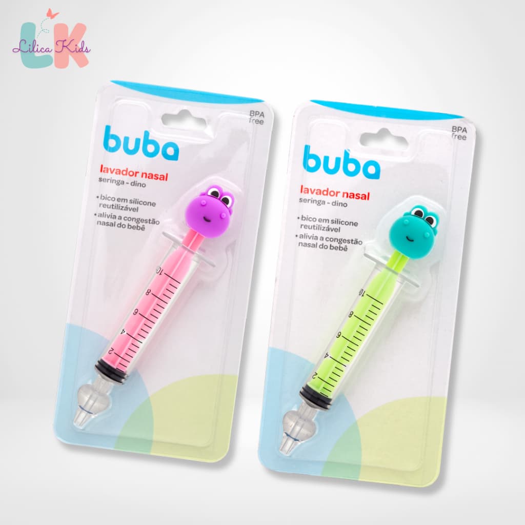 Seringa Dino para Lavagem Nasal Infantil 10ml com Bico de Silicone Buba Vila Toy