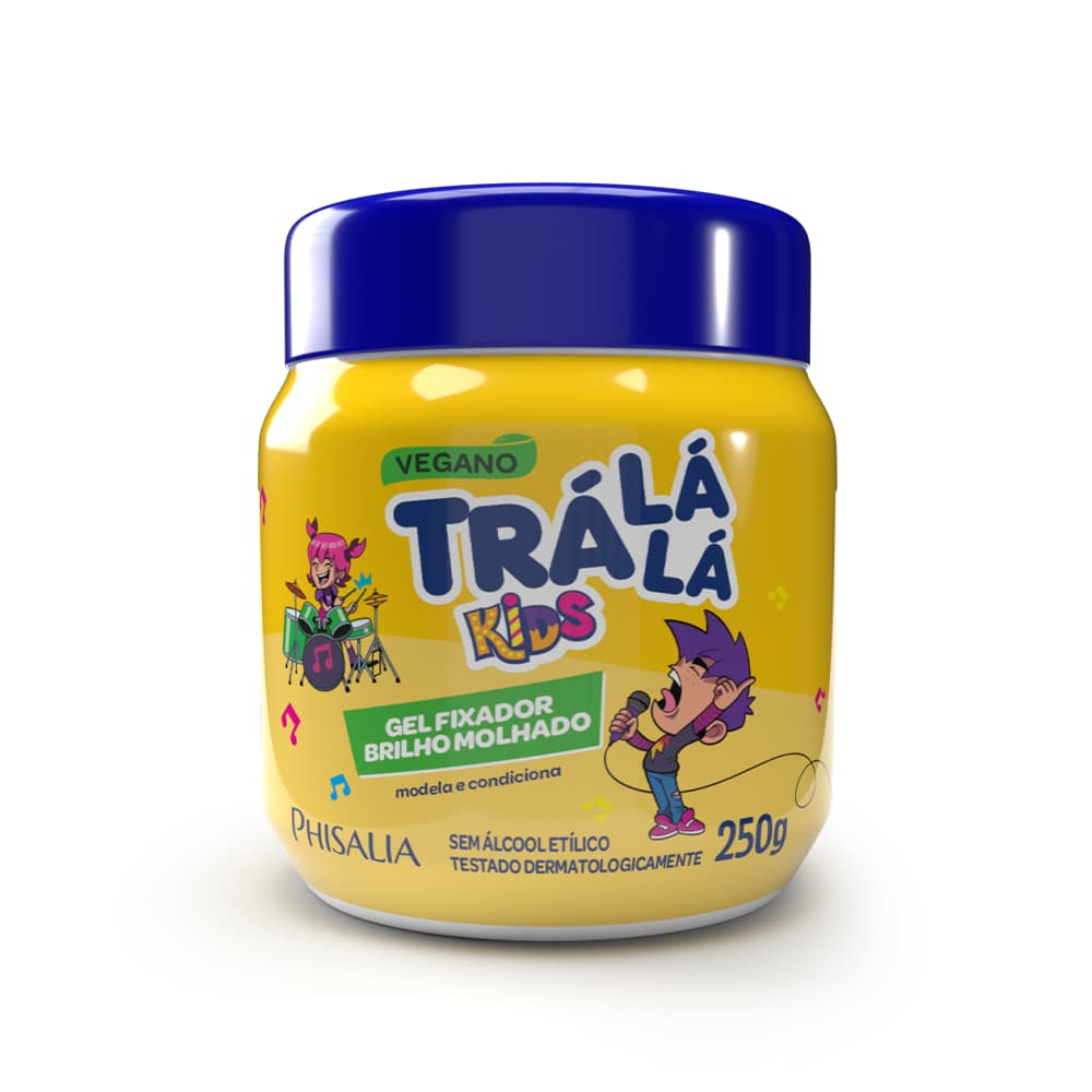 Gel Fixador Trá Lá Lá Kids - Brilho Molhado Sem Embaraço (250g)