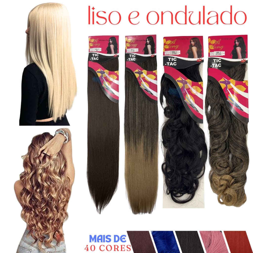 Cabelo Aplique Tic Tac Weng Fibra Orgânica Liso e Ondulado 150 Gramas 70 cm