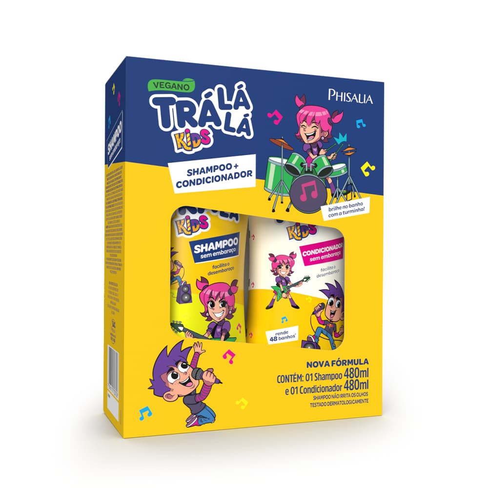 Kit Shampoo (480ml) + Condicionador (480ml) Trá Lá Lá Kids - Sem Embaraço