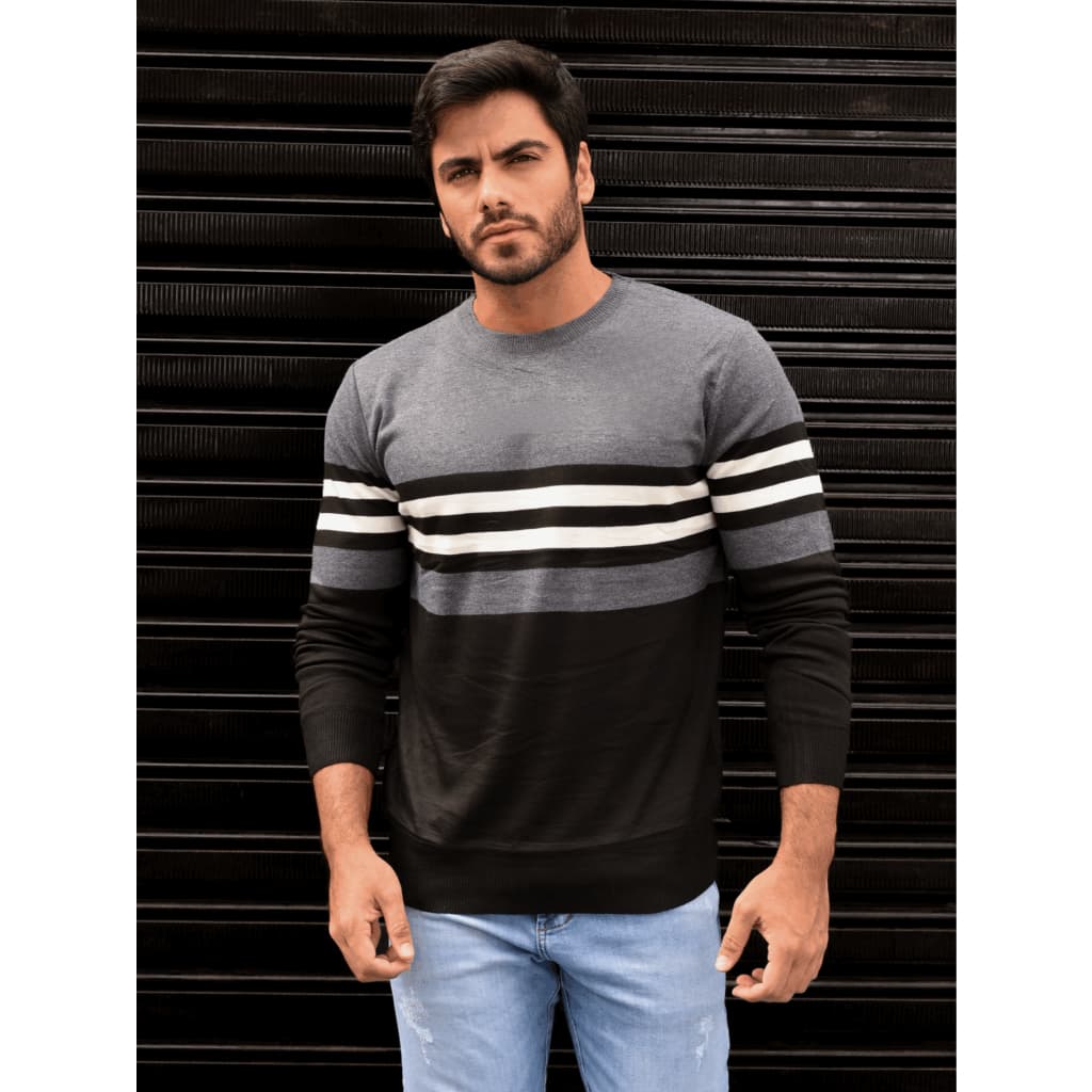 Blusa Frio Masculino Suéter Modal Listrada Gola Redonda Inverno 3RD SD355