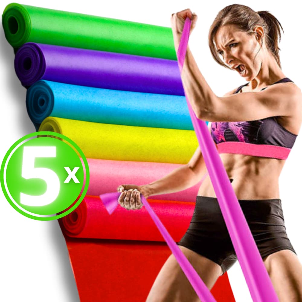 Kit 5 Faixa Elástica Thera Band Fisioterapia Elástico Exercício Treino Extensor