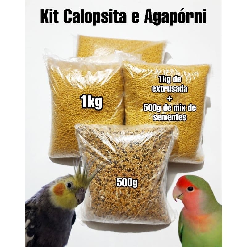 Kit Calopsita / (1kg Extrusada média para Calopsita + 500g Mix de sementes para Calopsita)