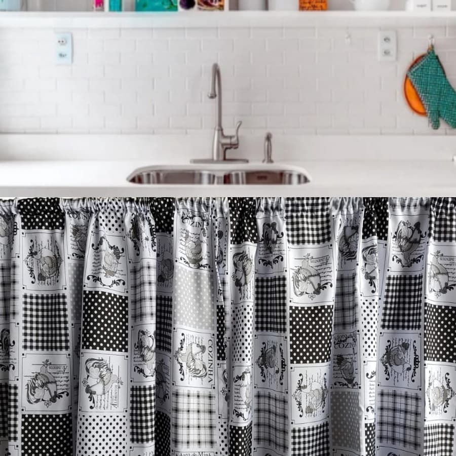 Cortina de Pia para varão Cozinha 1,40x0,80 Estampado Decoração de Cozinha