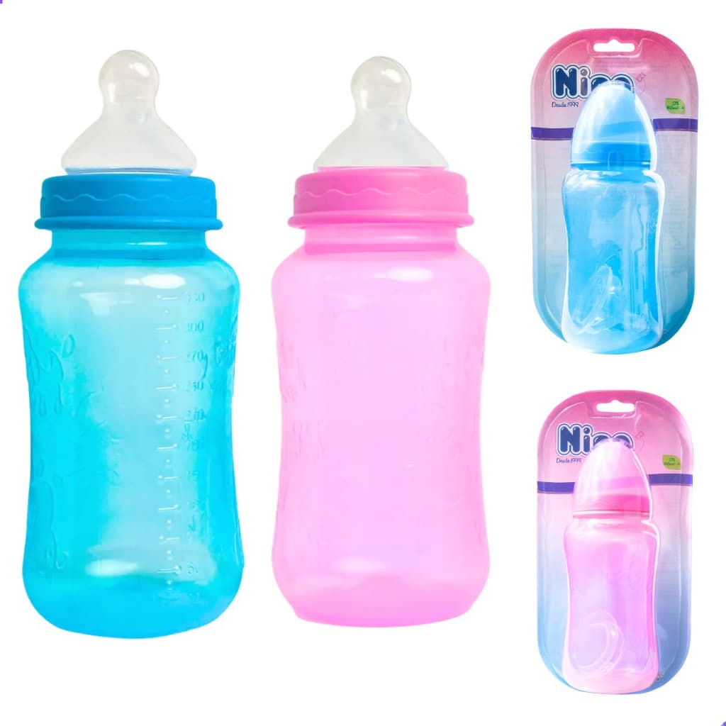 Kit 2 Mamadeiras Bico Ortodôntico Menino Menina 330ml