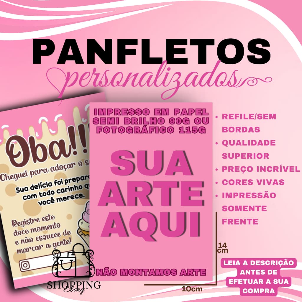 Panfletos Personalizados 10x14 - Papel SemiBrilho 90g ou Fotográfico 115g - Sem bordas - folha solta