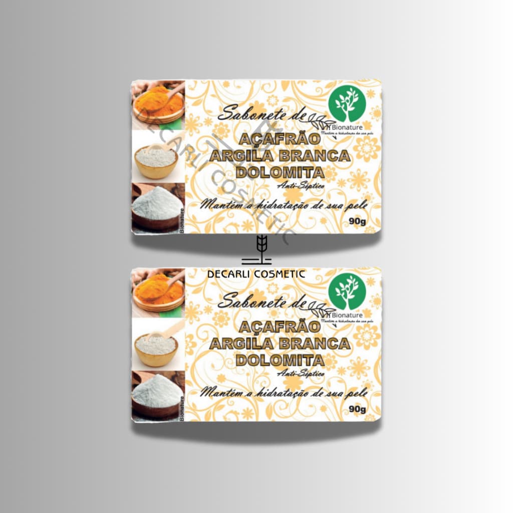 2 UN Sabonete Barra de Açafrão e Dolomita 90g - Bionature
