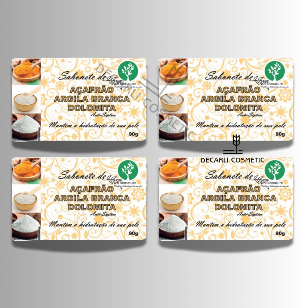 4 UN Sabonete Barra de Açafrão e Dolomita 90g - Bionature