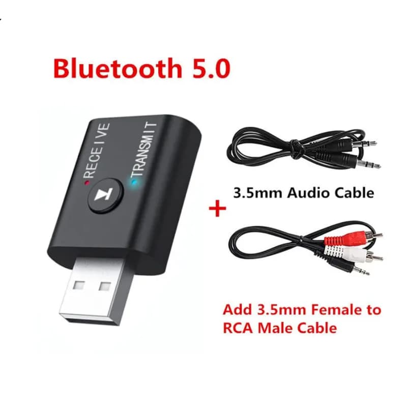 Receptor E Transmissor De Áudio Bluetooth 2 Em 1 Bt 5.0 Usb Cabo P2 + Cabo RCA