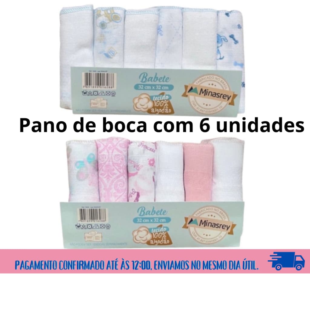 Kit 6 pano de boca - Ideal para o seu bebe menino ou menina - Paninho de boca 100% algodão