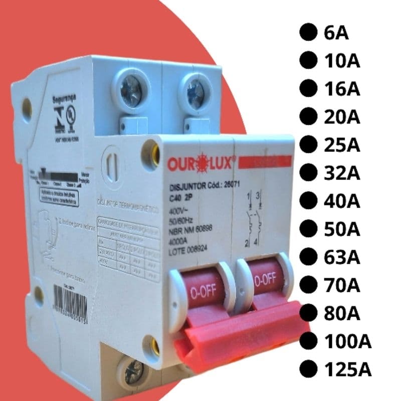 Disjuntor curva C bipolar bifásico duplo 110v 220v para ar condicionado chuveiro bomba d'água 6A 10A 16A 20A 25A 32A 40A